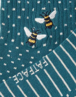 Women FatFace View All|1 Pack Embroidered Bee Rib Socks
