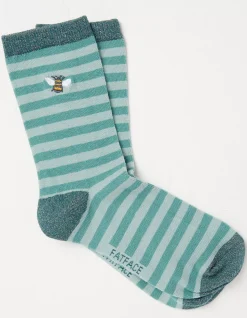 Women FatFace View All|1 Pack Embroidered Bee Stripe Socks