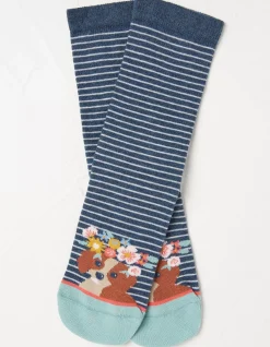 Women FatFace View All|1 Pack Floral Dog Stripe Socks