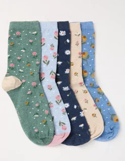 Women FatFace View All|5 Pack Floral Socks