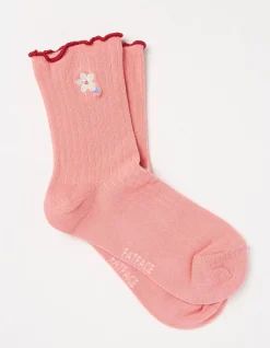Kids FatFace View All|1 Pack Flower Rib Socks