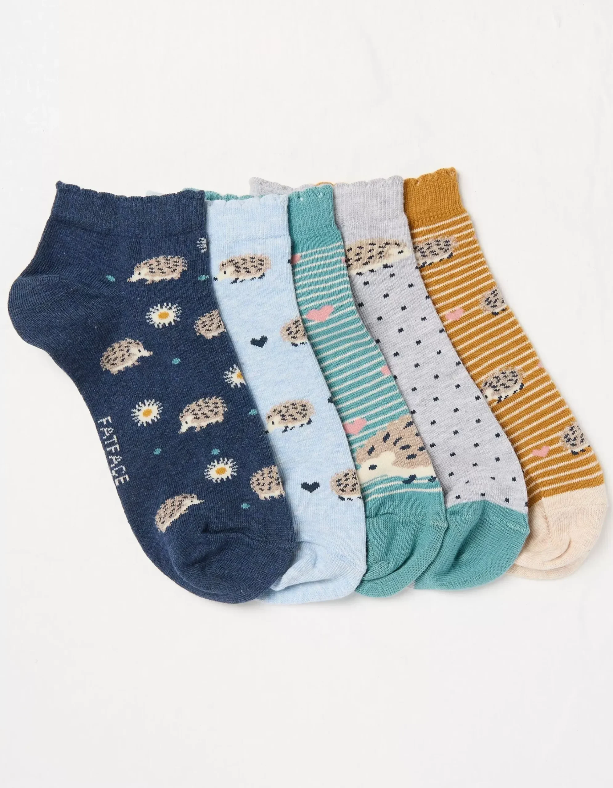 Women FatFace View All|5 Pack Hedgehog Trainer Socks