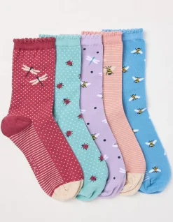 Women FatFace View All|5 Pack Insect Socks