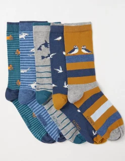 Men FatFace View All|5 Pack Sea Animals Socks
