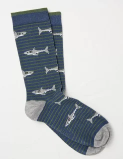 Men FatFace View All|1 Pack Shark Stripe Socks