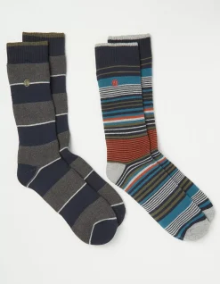Men FatFace View All|2 Pack Thermal Stripe Boot Socks