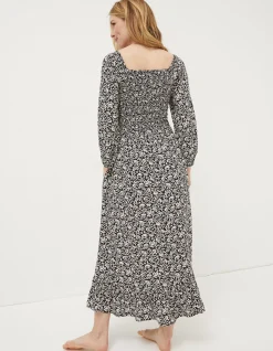 Women FatFace Dresses|Adele Mono Vines Midi Dress
