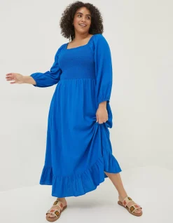 Women FatFace Dresses|Adele Shirred Midi Dress