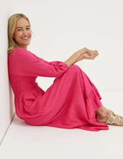 Women FatFace Dresses|Adele Shirred Midi Dress