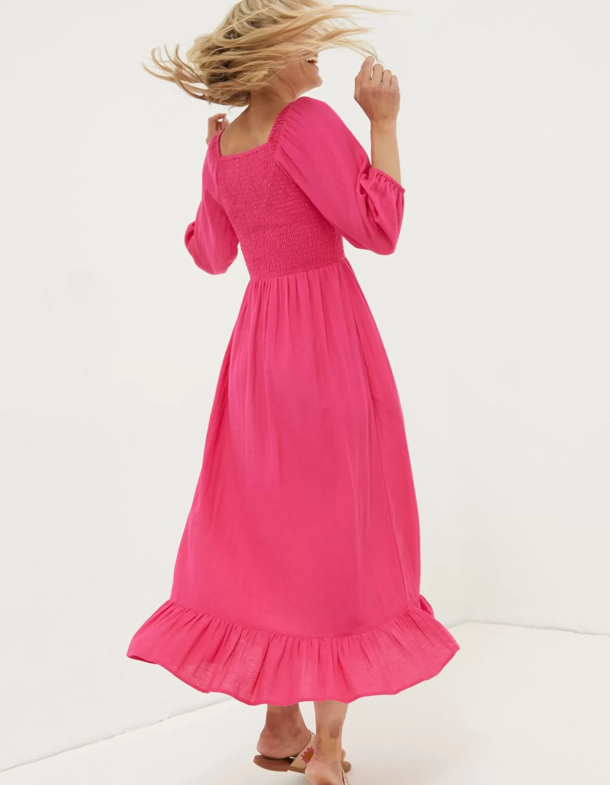 Women FatFace Dresses|Adele Shirred Midi Dress