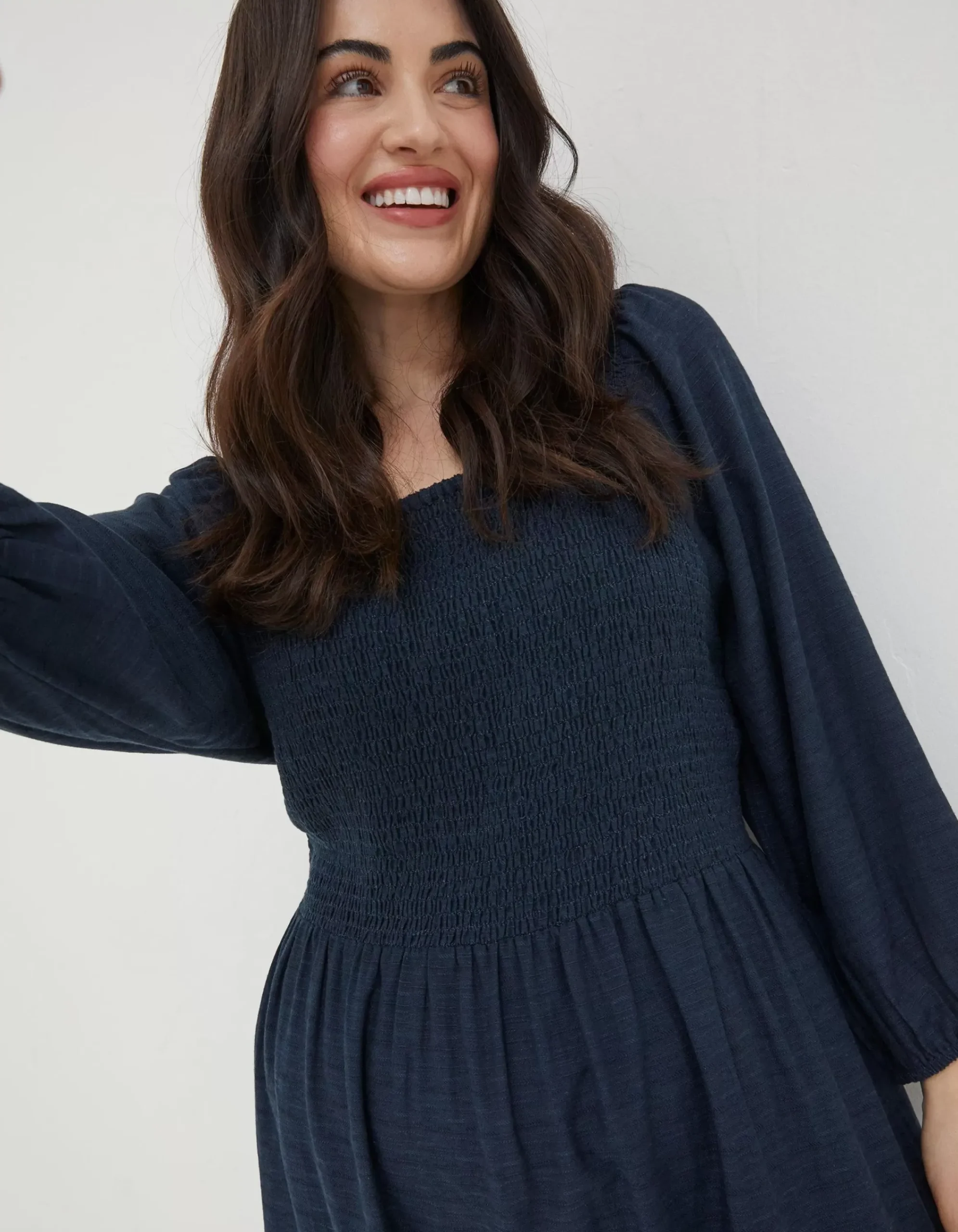 Women FatFace Dresses|Adele Shirred Midi Dress