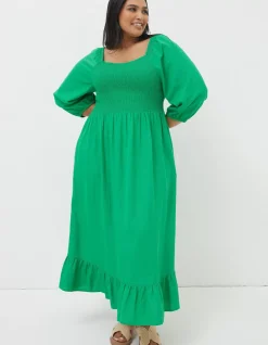 Women FatFace Dresses|Adele Shirred Midi Dress