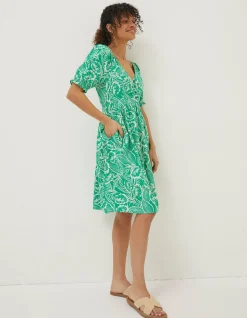 Women FatFace Dresses|Aideen Linen Blend Leaf Dress