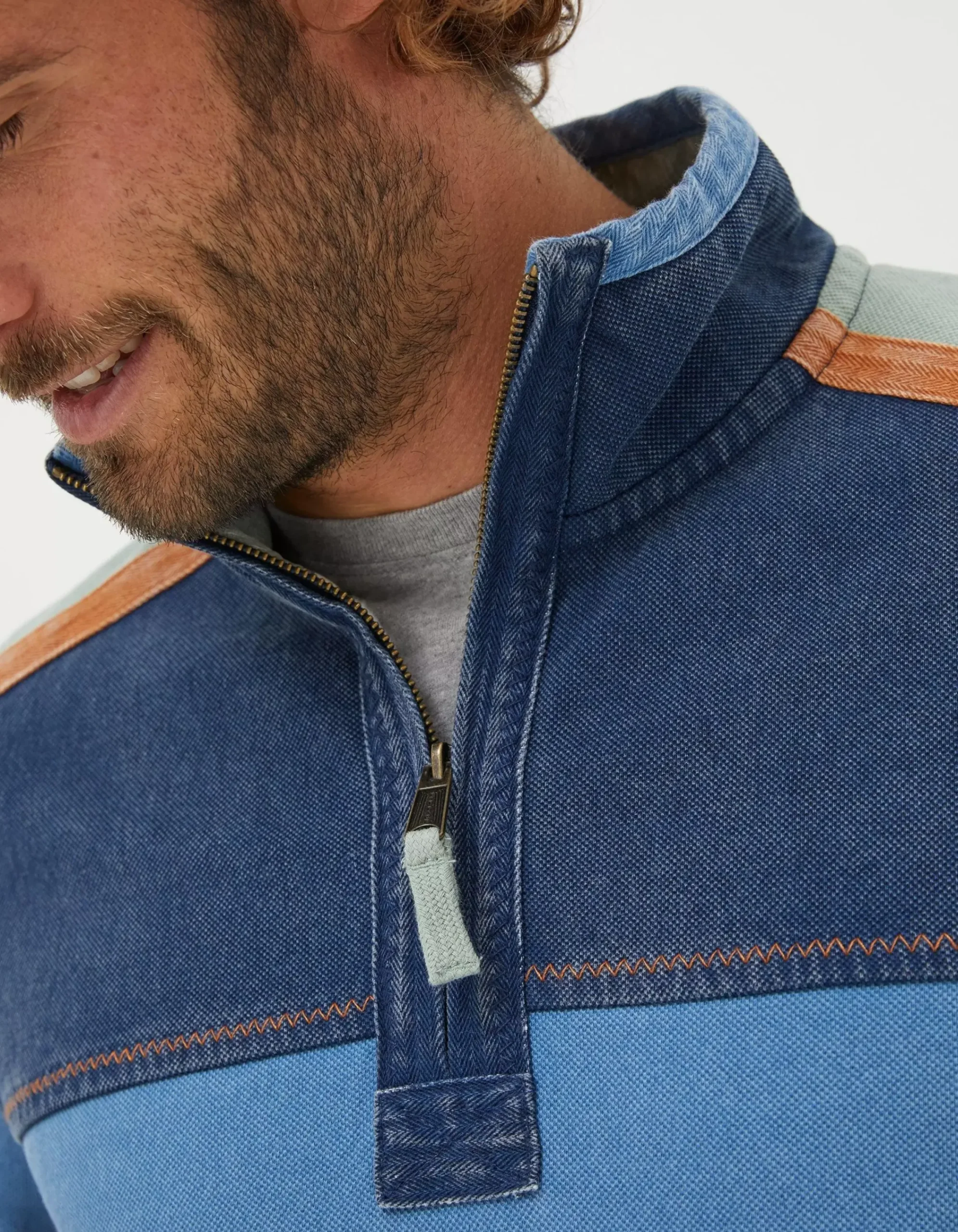 Men FatFace Sweatshirts & Hoodies|Airlie Panel Contrast Sweatshirt