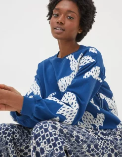 Women FatFace View All|Alex Textured Leaves Crew Sweatshirt