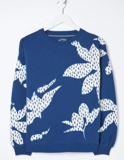 Women FatFace View All|Alex Textured Leaves Crew Sweatshirt