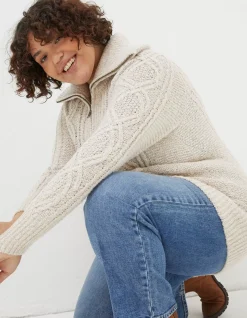 Women FatFace View All|Alicia Collar Cable Knit Cardigan