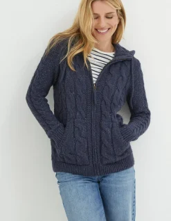 Women FatFace Knitwear|Alicia Zip Through Hoodie