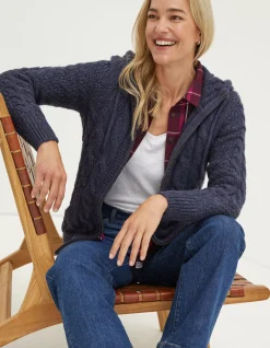 Women FatFace Knitwear|Alicia Zip Through Hoodie