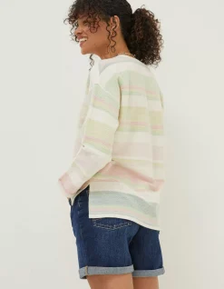 Women FatFace Sweatshirts & Hoodies|Amari Textured Stripe Crew Sweatshirt