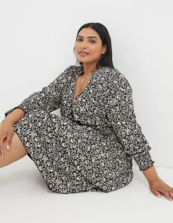 Women FatFace Dresses|Amba Mono Vines Jersey Dress
