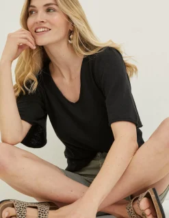Women FatFace Knitwear|Angela V Neck Knitted Top