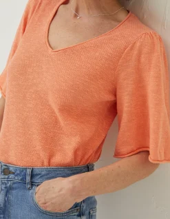 Women FatFace Knitwear|Angela V Neck Knitted Top