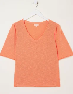 Women FatFace Knitwear|Angela V Neck Knitted Top