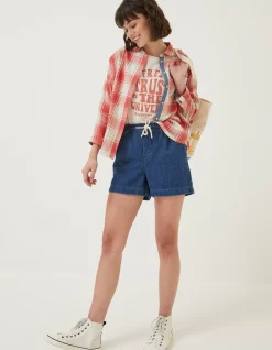 Women FatFace Shorts|Ashby Pull On Denim Short
