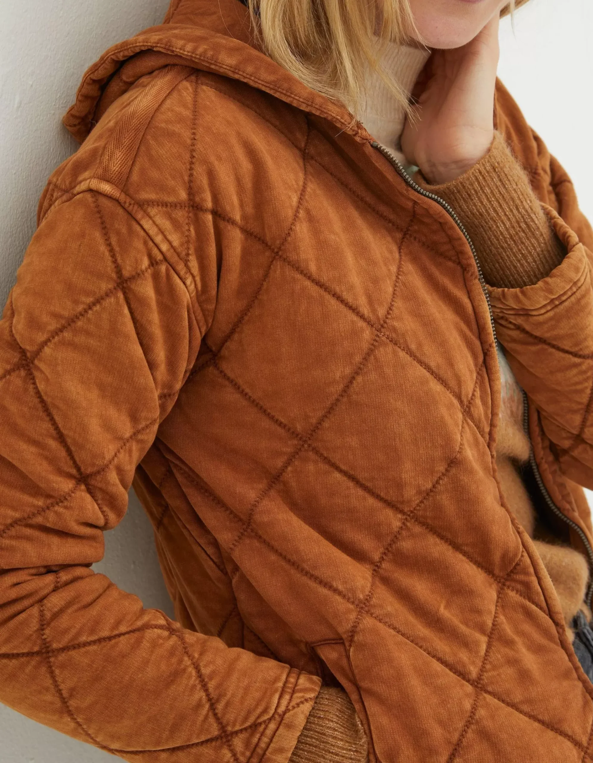 Women FatFace Sweatshirts & Hoodies|Asher Quilted Zip Through Hoodie