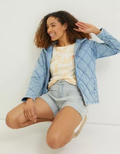 Women FatFace Sweatshirts & Hoodies|Asher Quilted Zip Through Hoodie