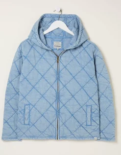 Women FatFace Sweatshirts & Hoodies|Asher Quilted Zip Through Hoodie
