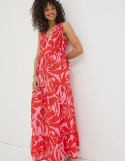 Women FatFace Dresses|Avery Ikat Leaves Midi Dress