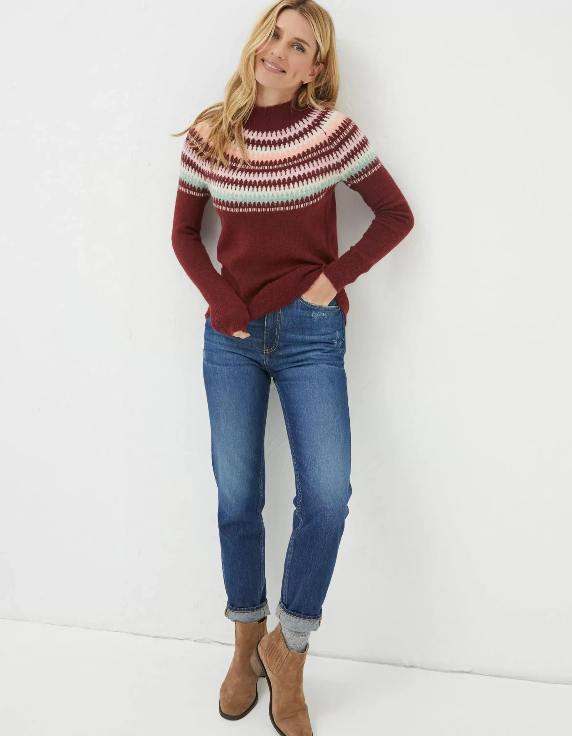 Women FatFace Knitwear|Bea Yoke Fairisle Jumper