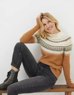 Women FatFace Knitwear|Bea Yoke Fairisle Jumper