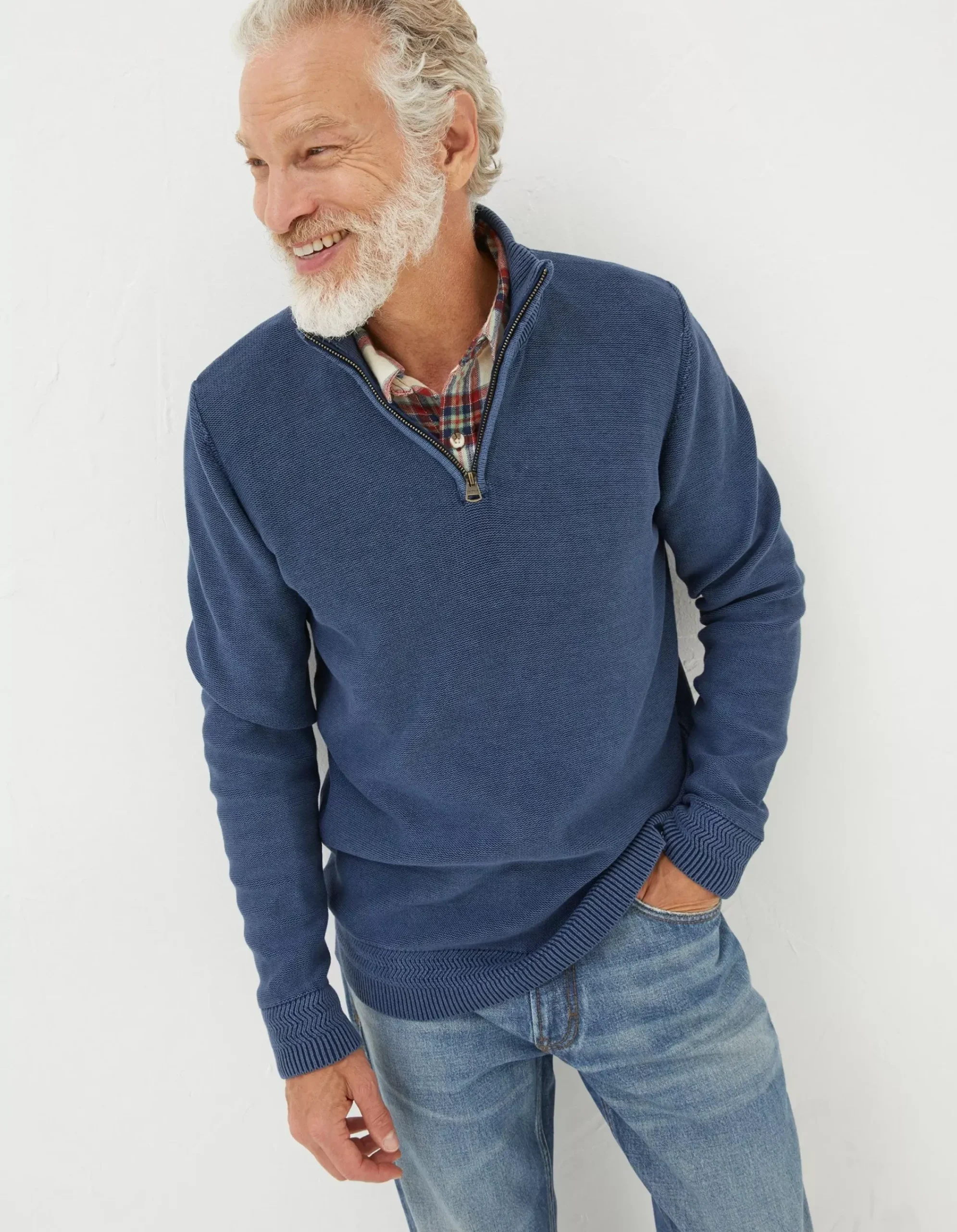 Men FatFace Knitwear|Berwick Washed Half Neck