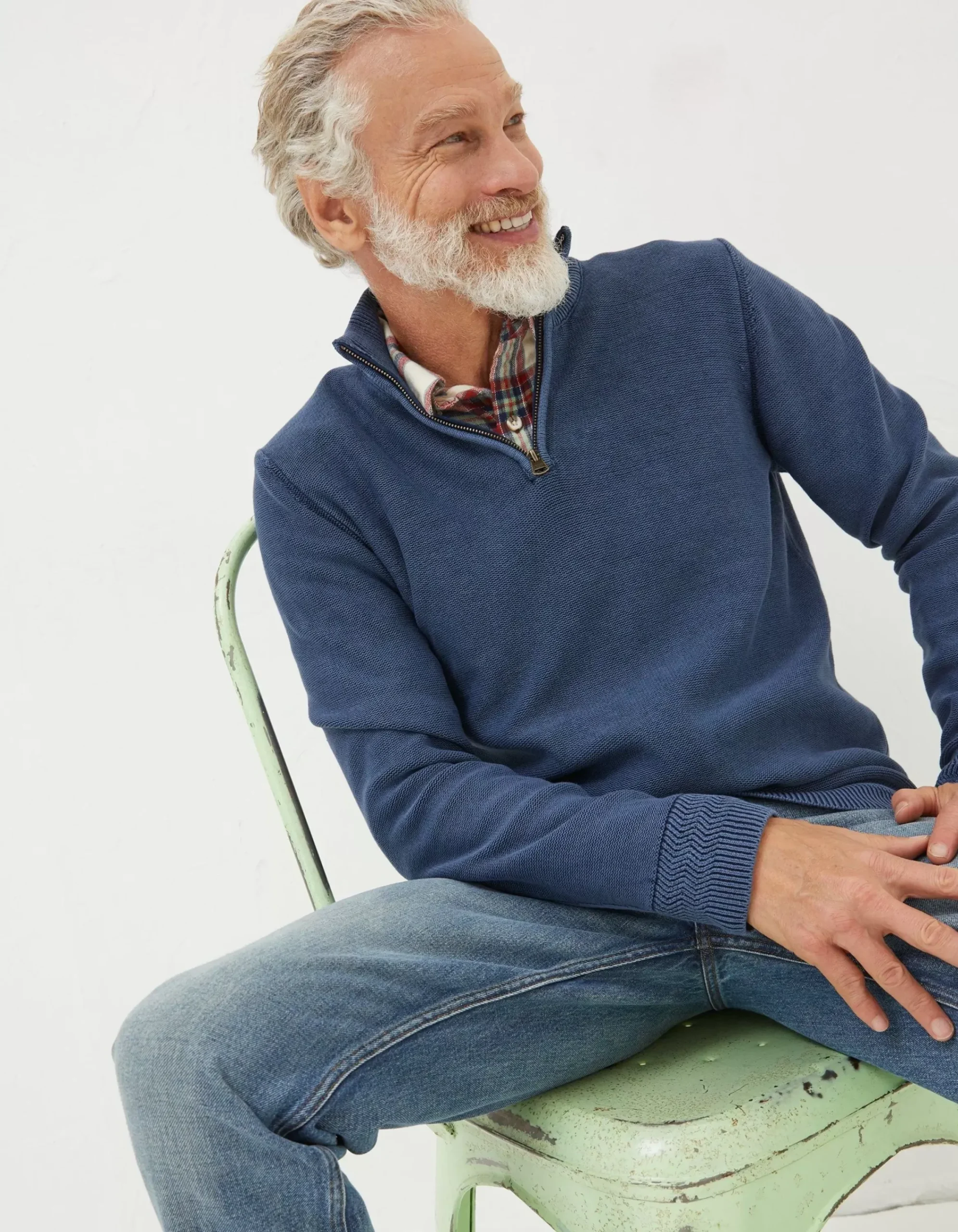 Men FatFace Knitwear|Berwick Washed Half Neck