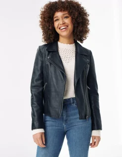 Women FatFace Coats & Jackets|Bethany Biker Leather Jacket