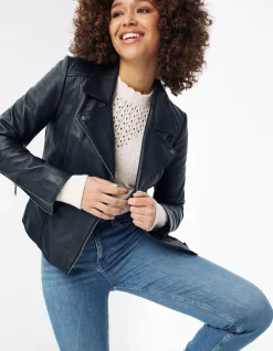 Women FatFace Coats & Jackets|Bethany Biker Leather Jacket