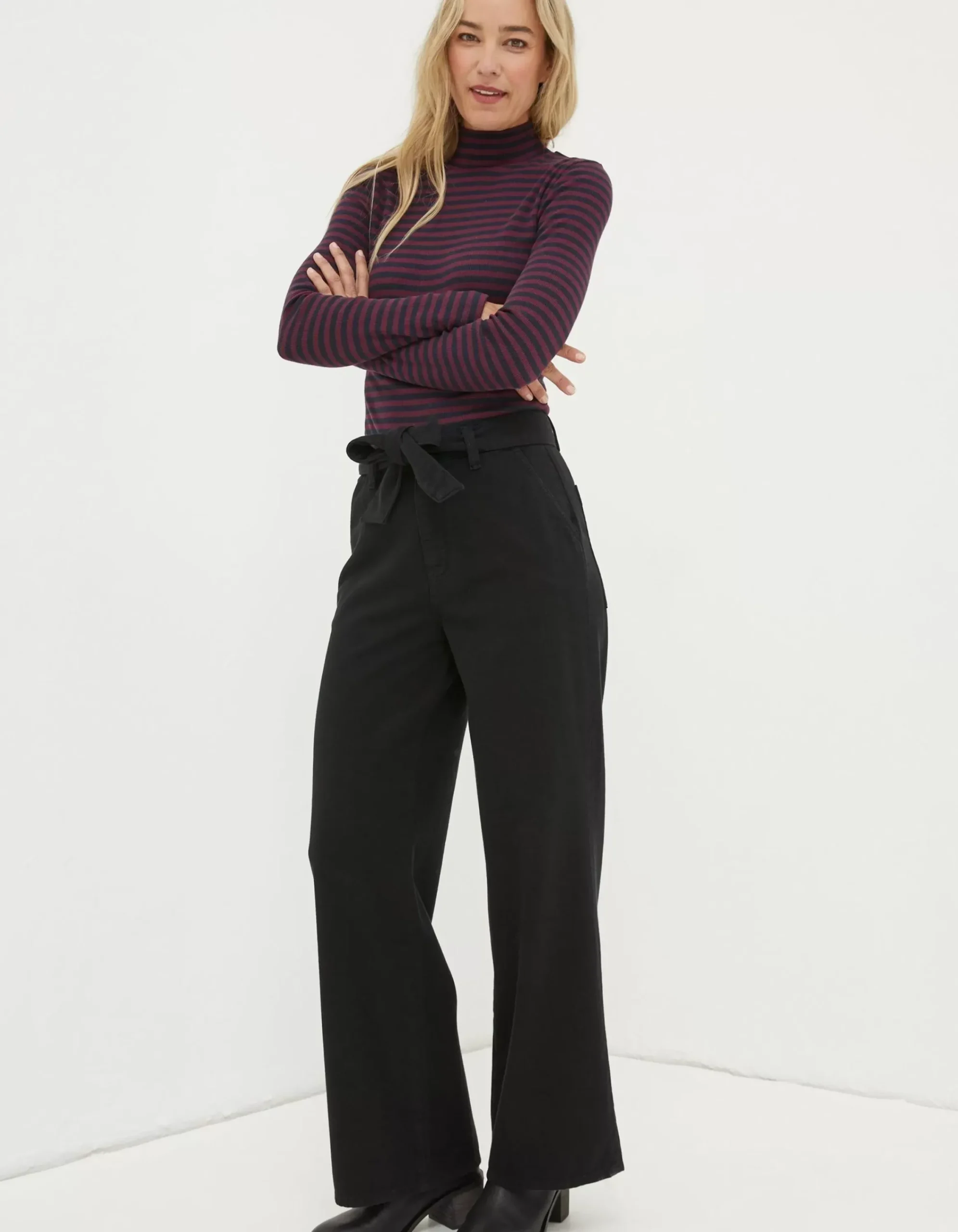 Women FatFace Trousers & Leggings|Bodi Belted Drape Trousers