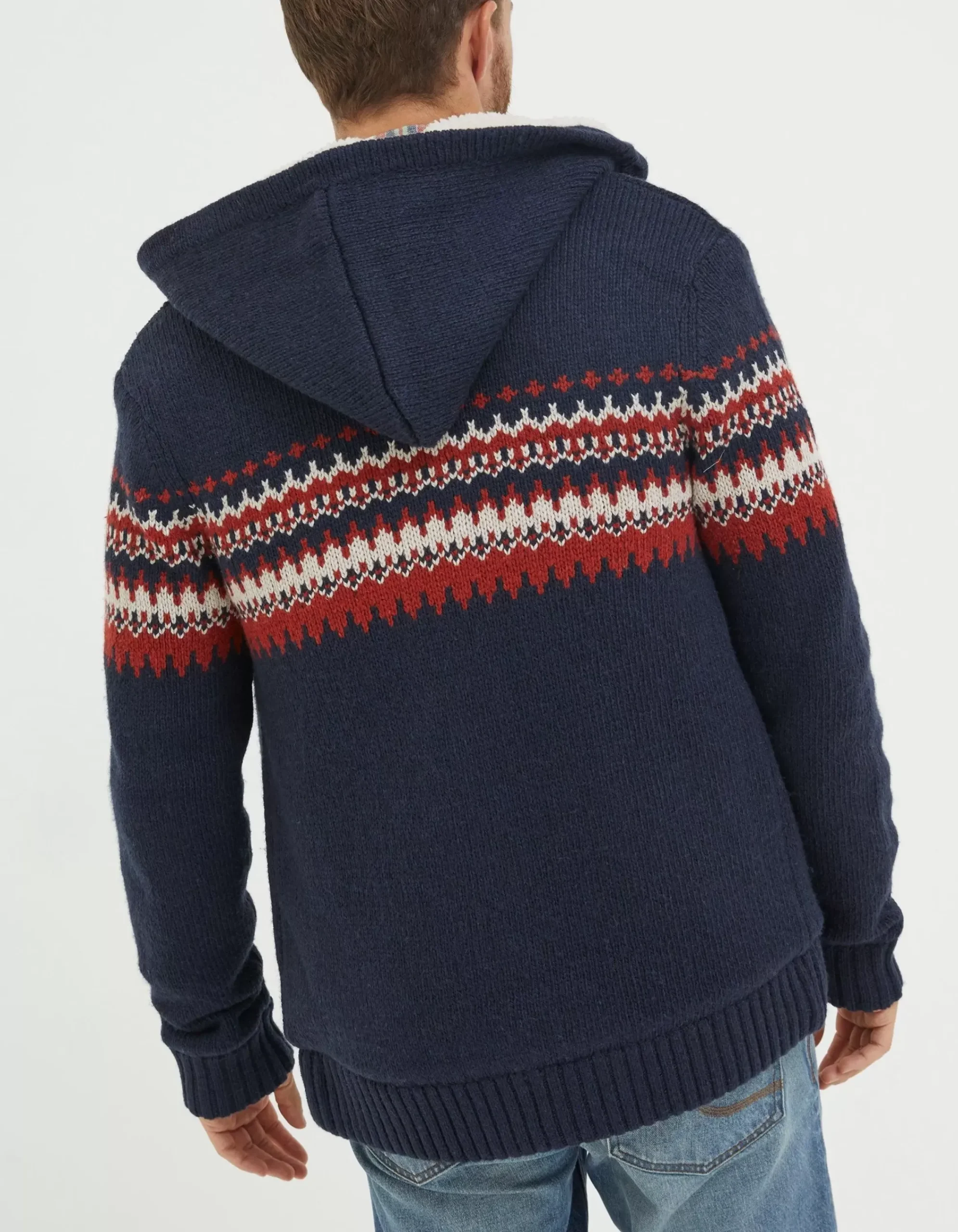Men FatFace View All|Borg Lined Fairisle Hoodie