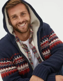 Men FatFace View All|Borg Lined Fairisle Hoodie