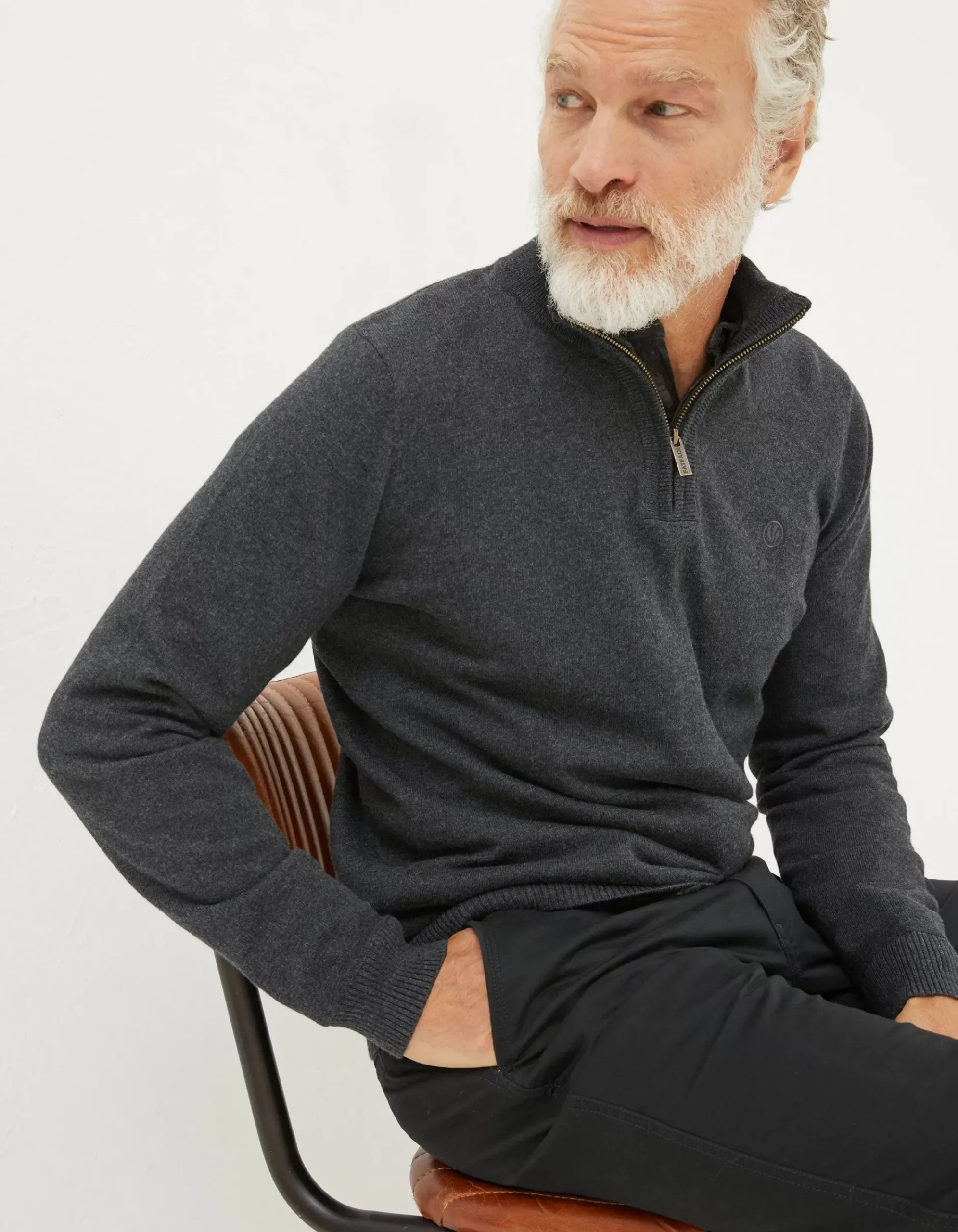 Men FatFace Knitwear|Braunton Half Neck Jumper