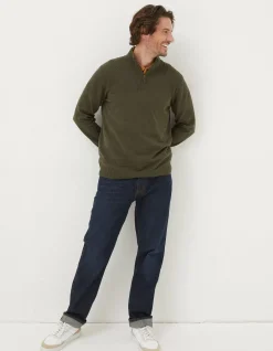 Men FatFace Knitwear|Braunton Textured Half Neck