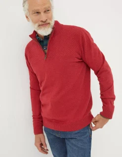 Men FatFace Knitwear|Braunton Textured Half Neck