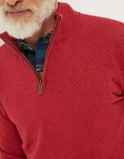 Men FatFace Knitwear|Braunton Textured Half Neck