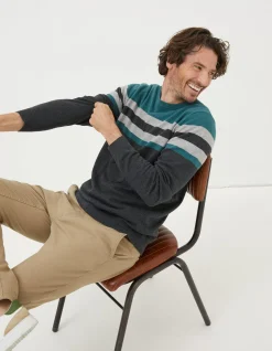 Men FatFace Knitwear|Braunton Yoke Stripe Jumper