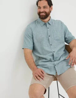 Men FatFace Shirts|Bugle Linen Cotton Shirt