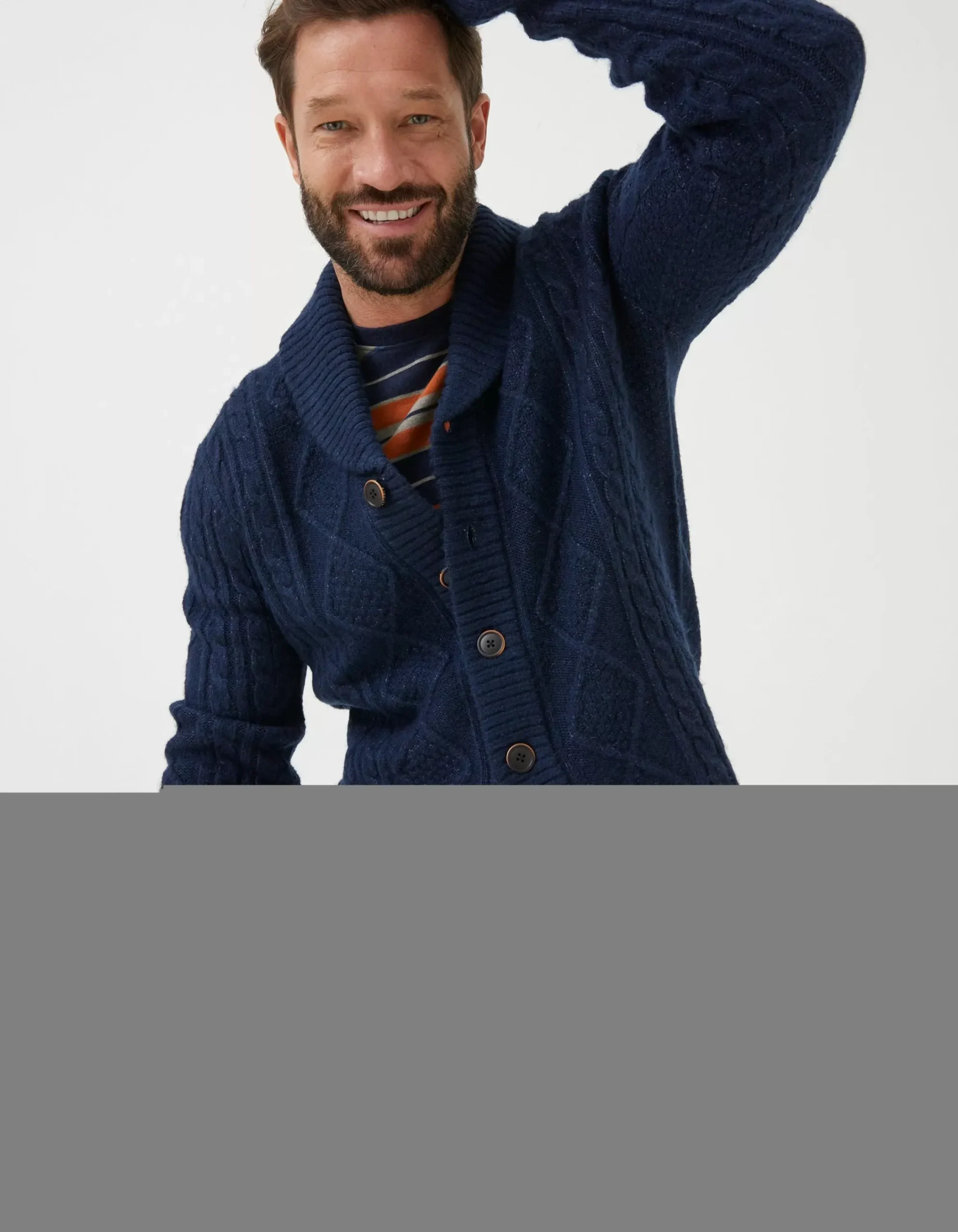 Men FatFace Knitwear|Calder Cable Cardigan