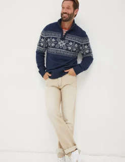 Men FatFace View All|Calder Fairisle Half Neck Jumper